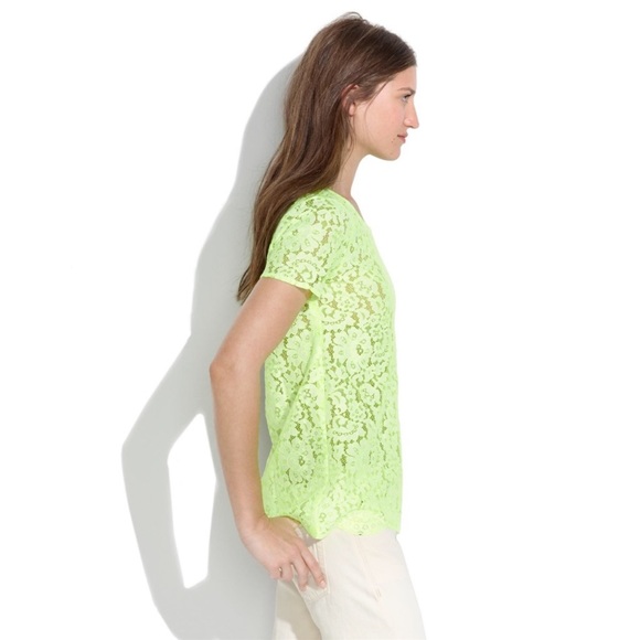 Madewell NWOT Neon Lace Tee/Top size M - Picture 2 of 8